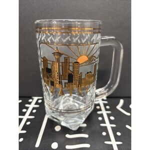 Seattle Washington Culver Mug 12oz Space Needle, 22k Gold Trim, Thick Glass
